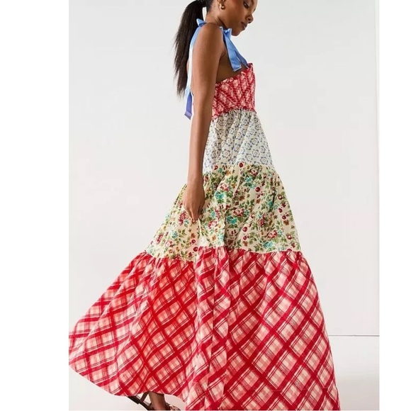 Free People Bluebell Maxi Dress Cherry Combo Medium NWT Picnic Prairie Bohemian - Picture 4 of 17